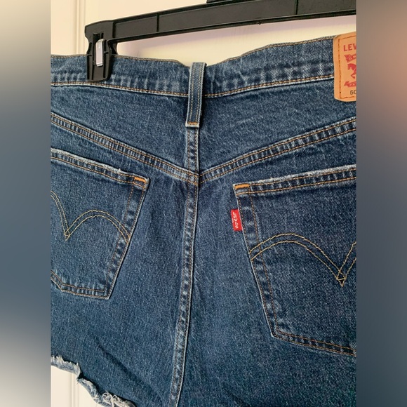 Levi’s 501 Original High Rise Dark Jean Shorts Cut Off Salsa Mood - Size 34 - Picture 6 of 15